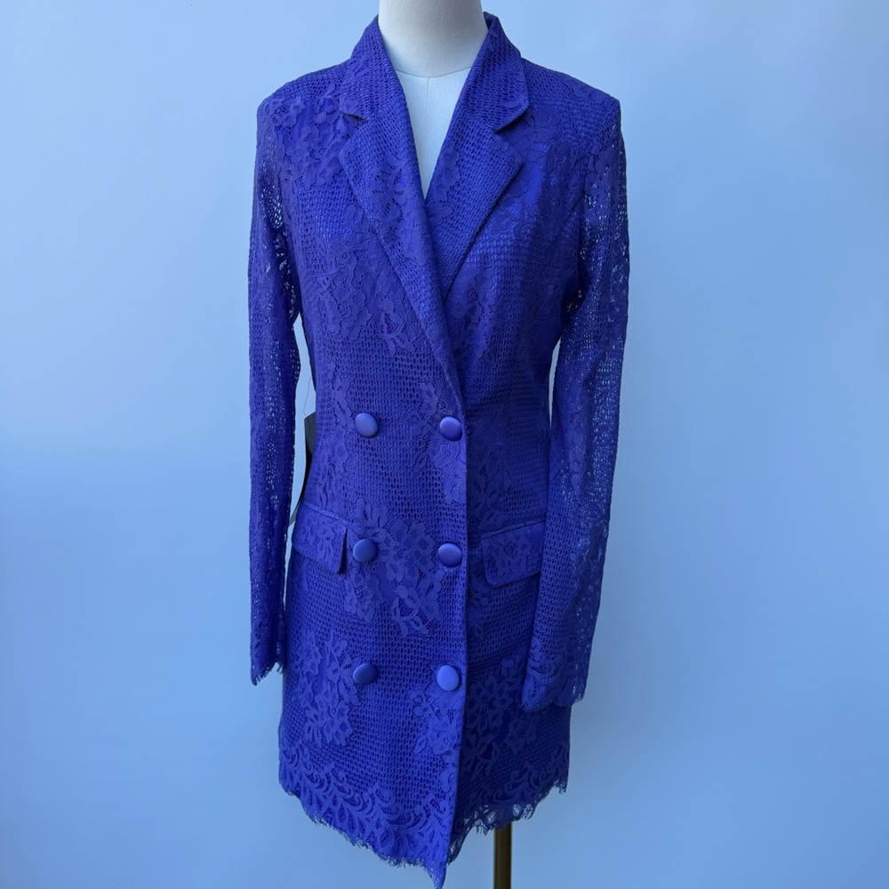 Bebe Purple Lace Blazer Tailored Suit Dress size  Small